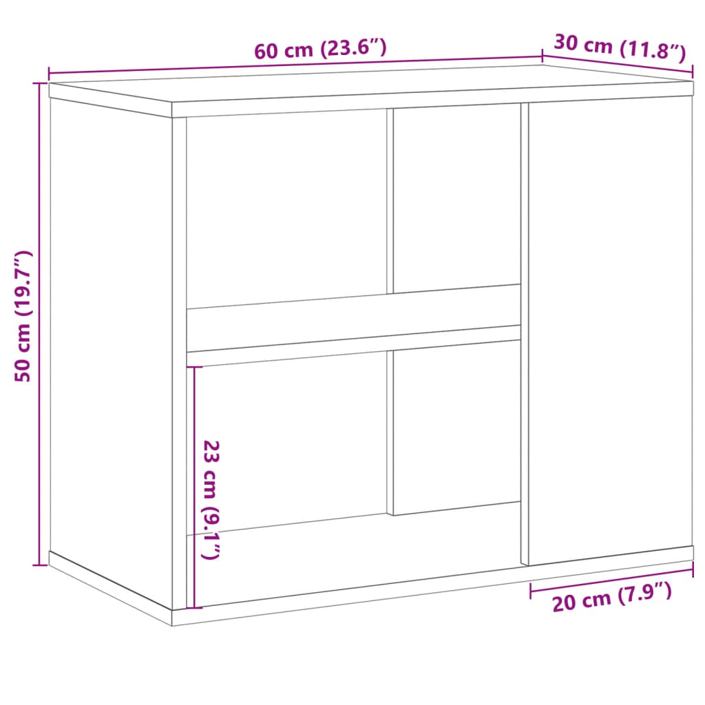 Antik fa színű szerelt fa kisszekrény 60 x 30 x 50 cm 9