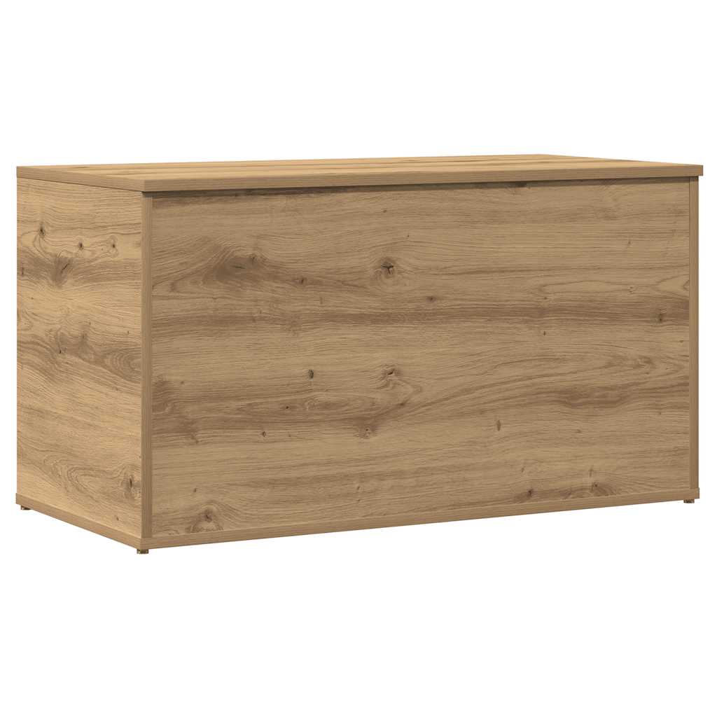 Kézműves tölgy színű szerelt fa tárolóláda 84 x 42 x 46 cm 2