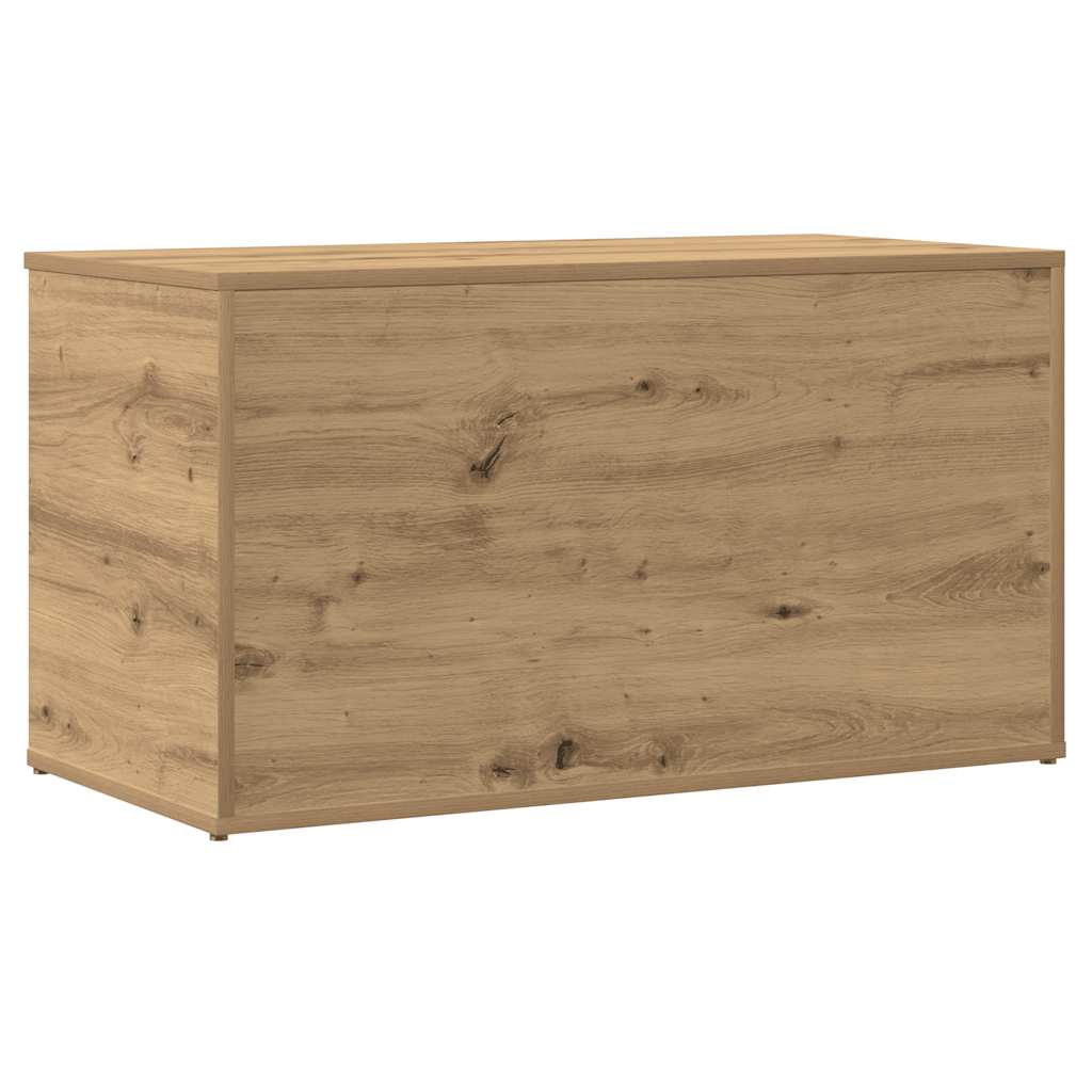 Kézműves tölgy színű szerelt fa tárolóláda 84 x 42 x 46 cm 6