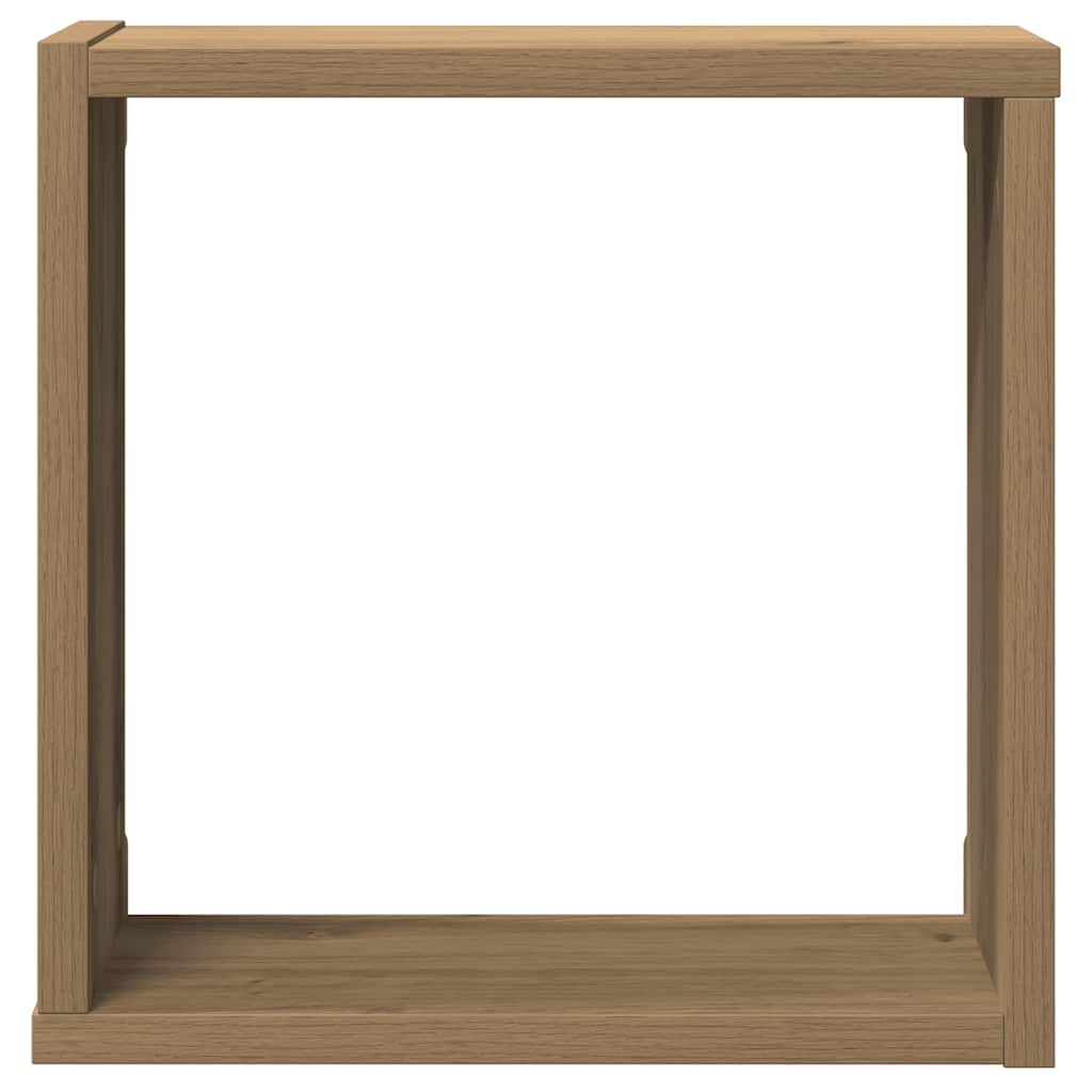 6 db kézműves tölgyszínű szerelt fa fali kockapolc 30x15x30 cm 5