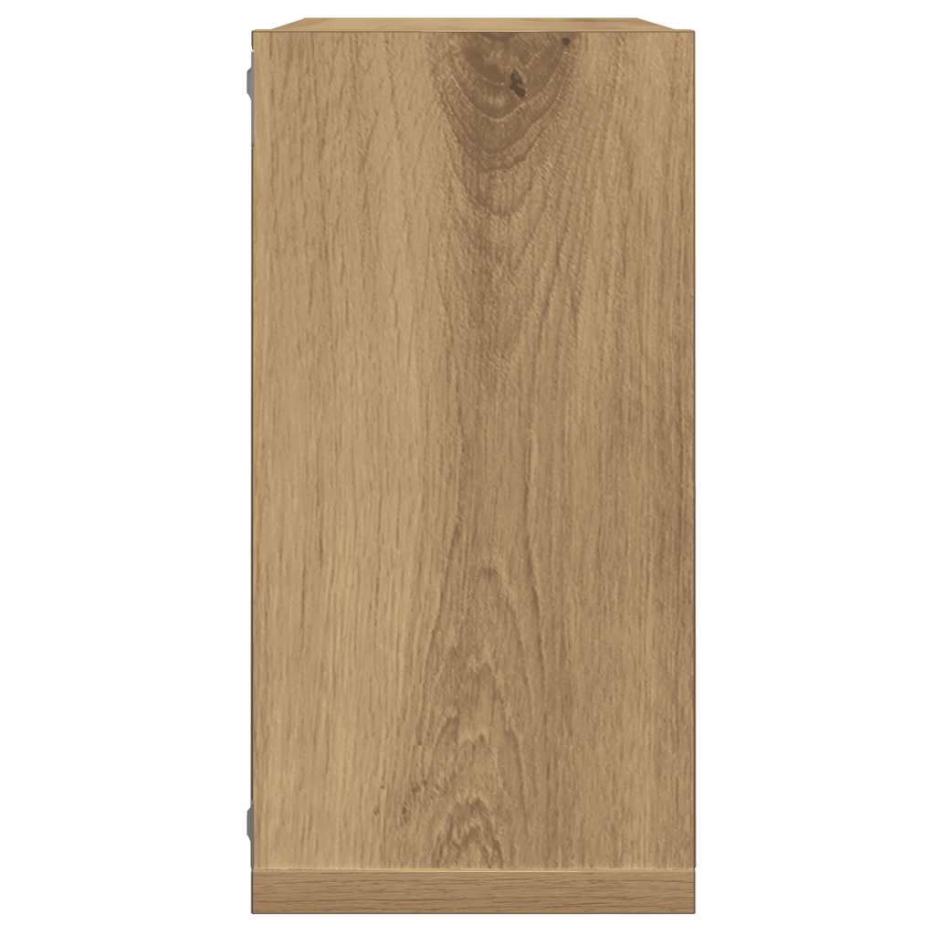 6 db kézműves tölgyszínű szerelt fa fali kockapolc 30x15x30 cm 6