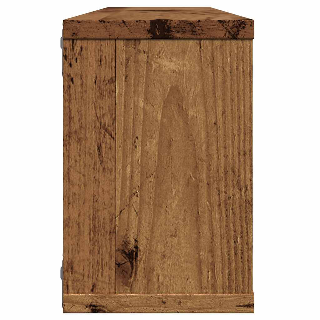 6 db antik fa színű szerelt fa fali kockapolc 60 x 15 x 23 cm 6