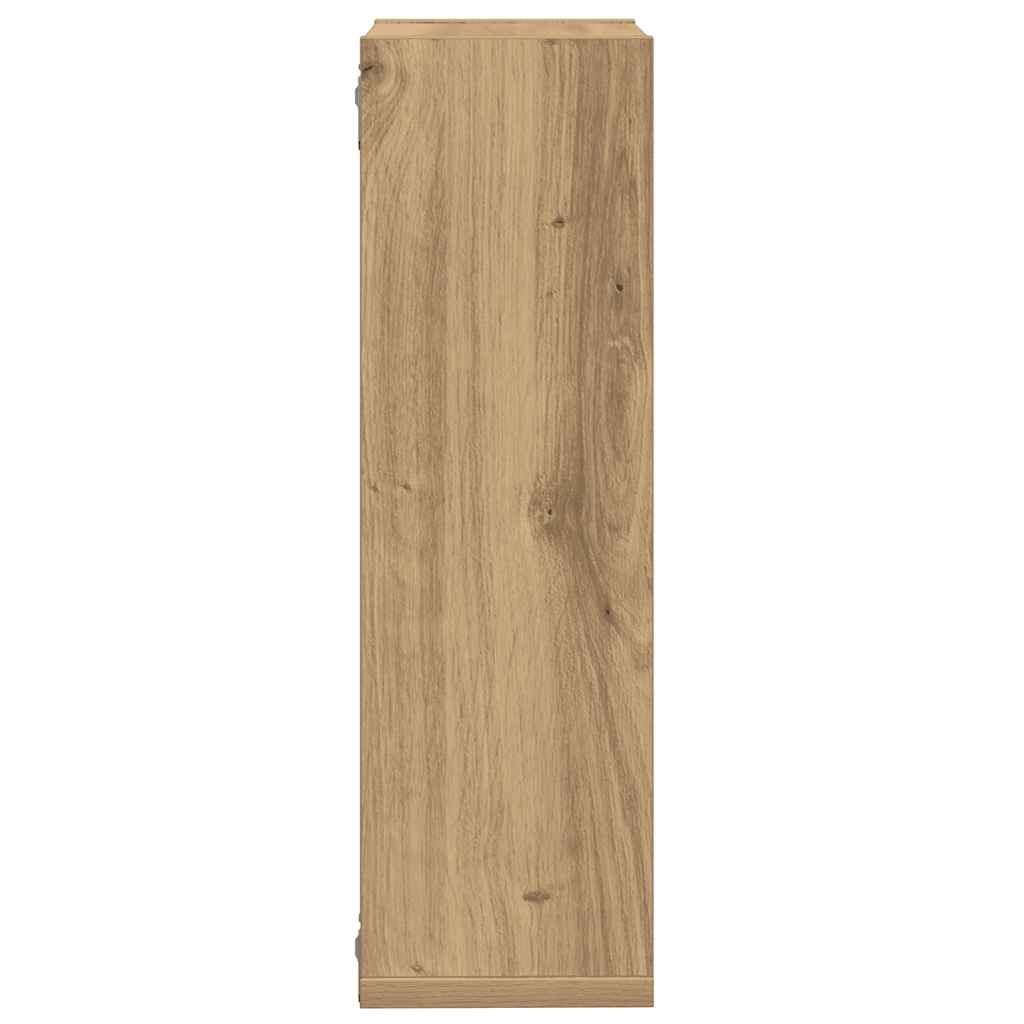 2 db kézműves tölgyszínű szerelt fa fali kockapolc 50x15x50 cm 6