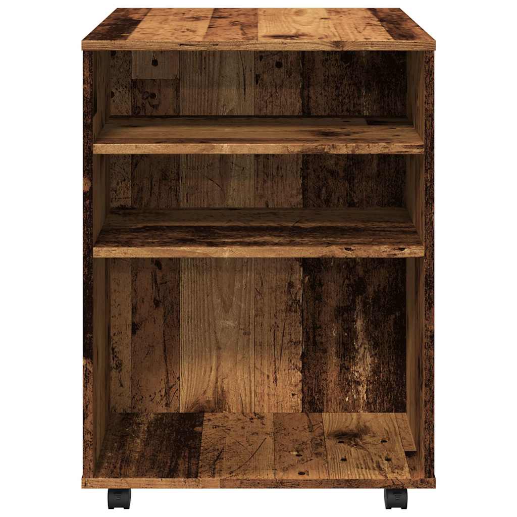 Antik fa színű szerelt fa kerekes szekrény 60 x 53 x 72 cm 6