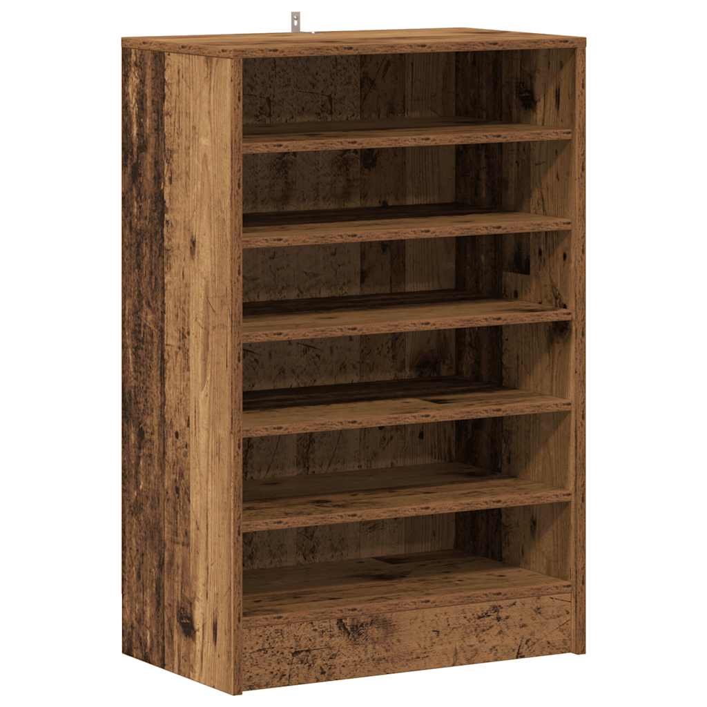 Antik fa színű szerelt fa cipősszekrény 60 x 35 x 92 cm 2
