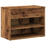Antik fa színű szerelt fa cipőtároló pad 60 x 30 x 45 cm 2