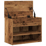 Antik fa színű szerelt fa cipőtároló pad 60 x 30 x 45 cm 8