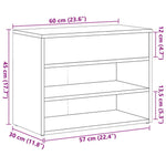 Antik fa színű szerelt fa cipőtároló pad 60 x 30 x 45 cm 10