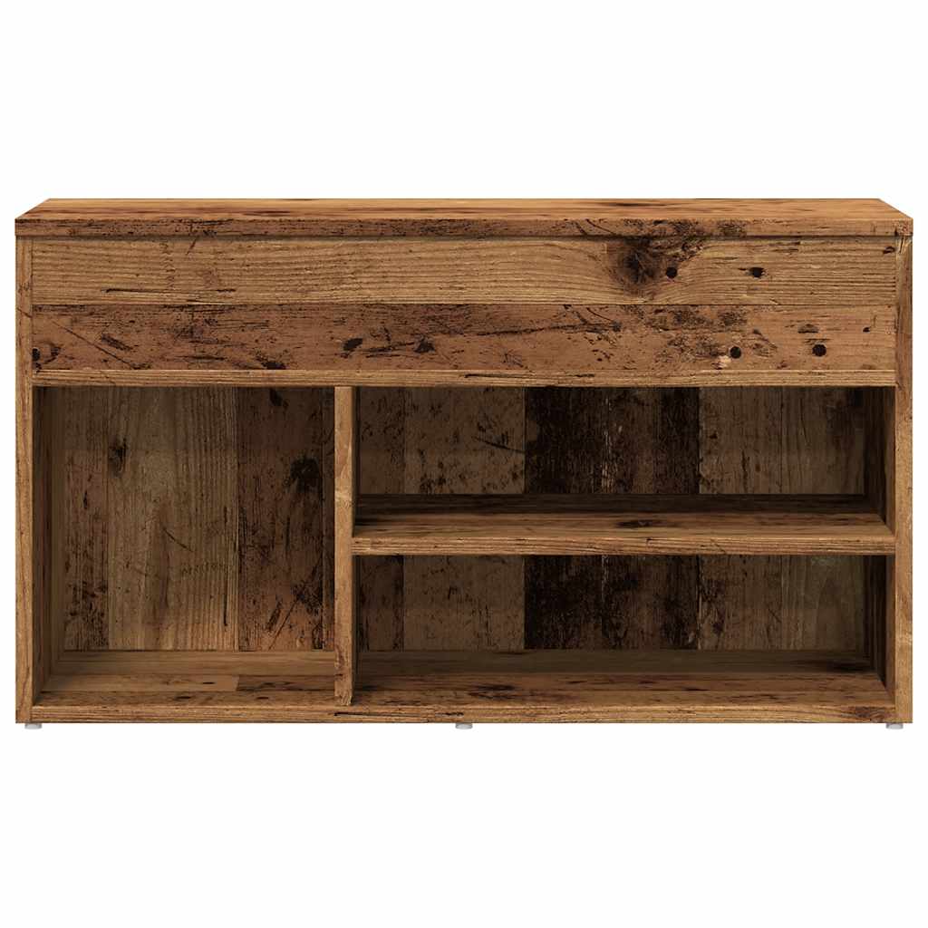 Antik fa színű szerelt fa cipőtároló pad 80 x 30 x 45 cm 4