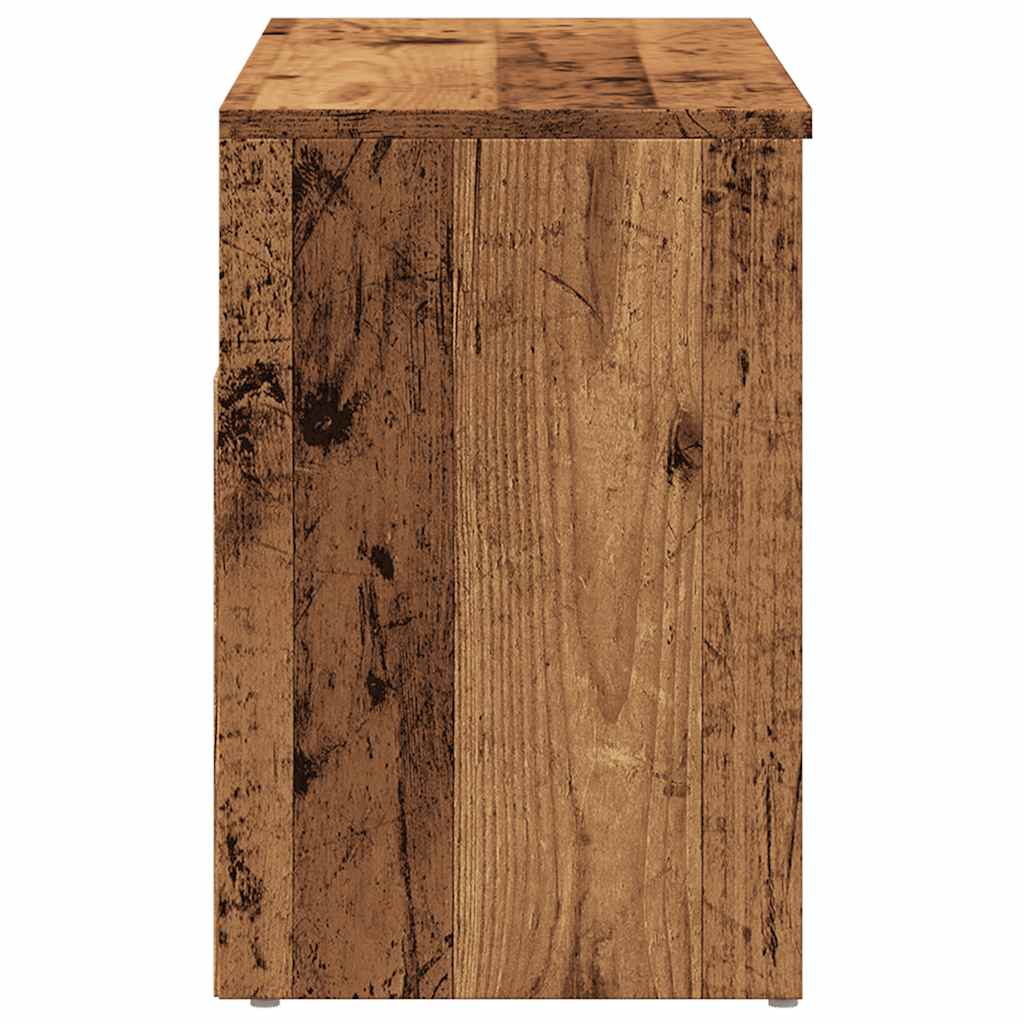 Antik fa színű szerelt fa cipőtároló pad 80 x 30 x 45 cm 6