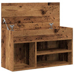 Antik fa színű szerelt fa cipőtároló pad 80 x 30 x 45 cm 8