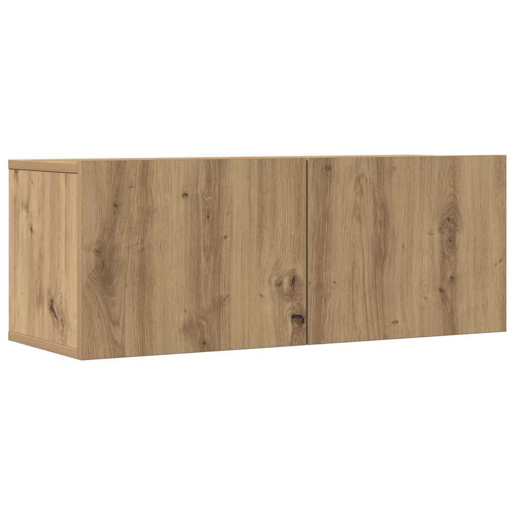 2 db kézműves tölgy falra szerelhető TV-szekrény 80x30x30 cm 2