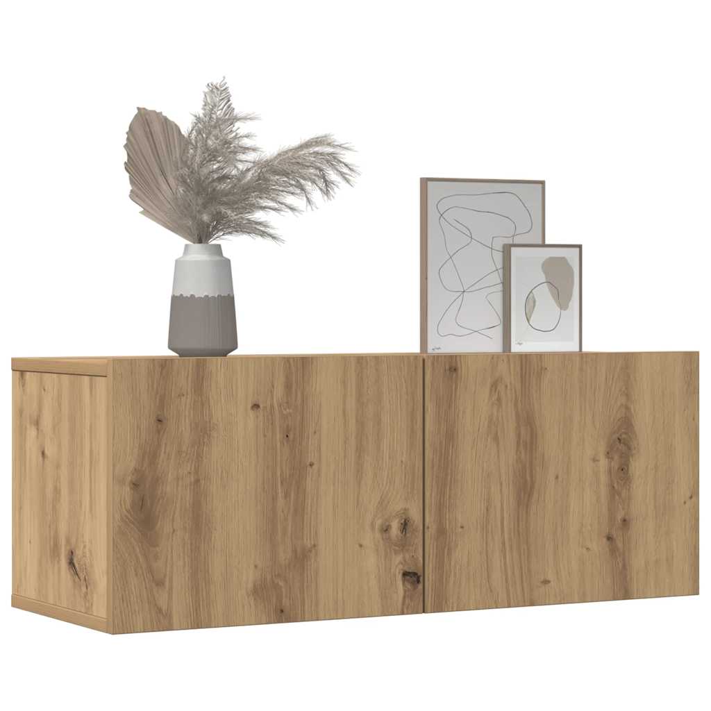 2 db kézműves tölgy falra szerelhető TV-szekrény 80x30x30 cm 3