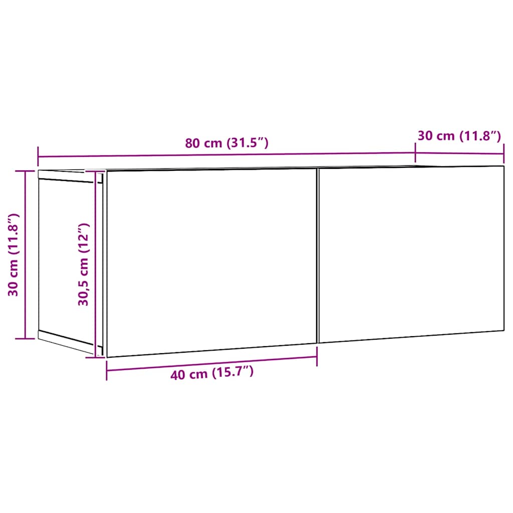 2 db kézműves tölgy falra szerelhető TV-szekrény 80x30x30 cm 10