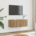 2 db kézműves tölgy falra szerelhető TV-szekrény 80x30x30 cm