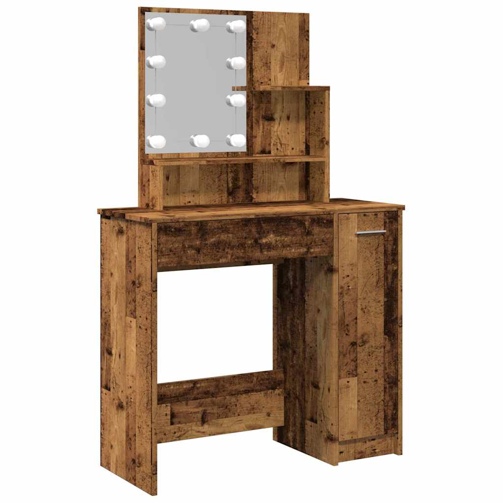 Antik fa színű LED.es fésülködőasztal 86,5 x 35 x 136 cm 2