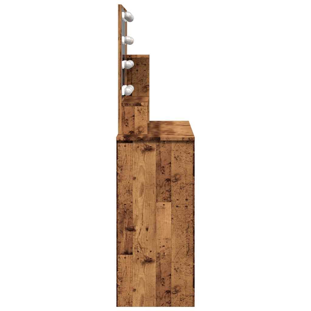 Antik fa színű LED.es fésülködőasztal 86,5 x 35 x 136 cm 6