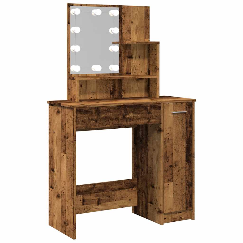 Antik fa színű LED.es fésülködőasztal 86,5 x 35 x 136 cm 8