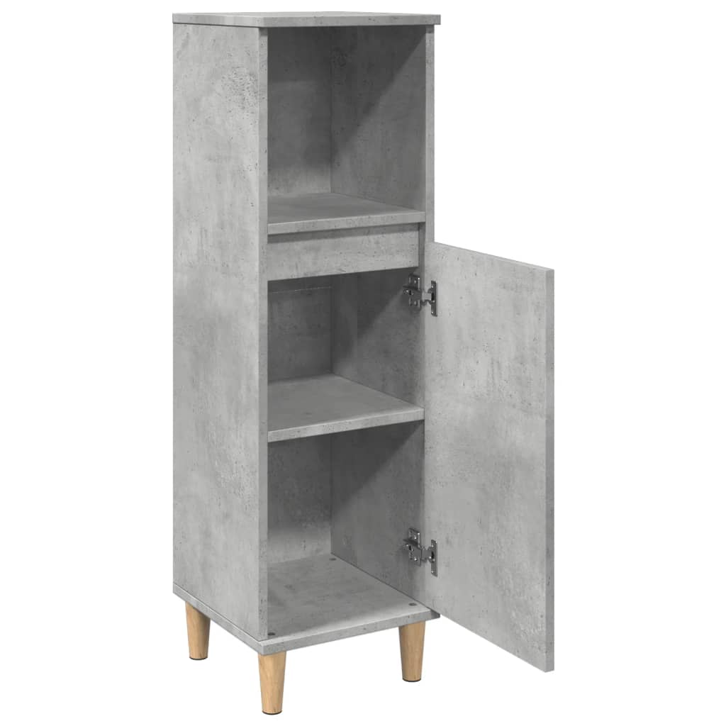 Betonszürke szerelt fa fürdőszobaszekrény 30 x 30 x 100 cm 5