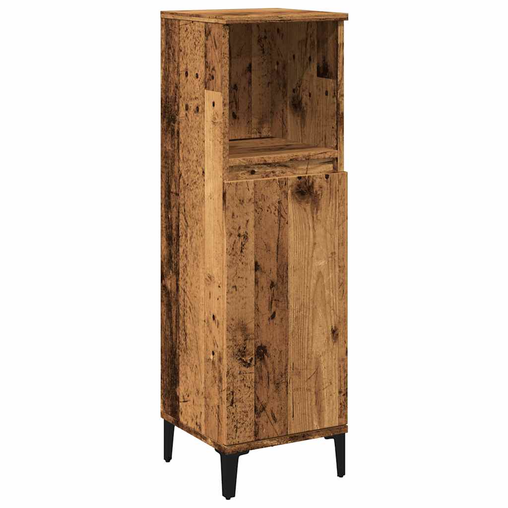 Antik fa színű szerelt fa fürdőszobaszekrény 30 x 30 x 100 cm 2