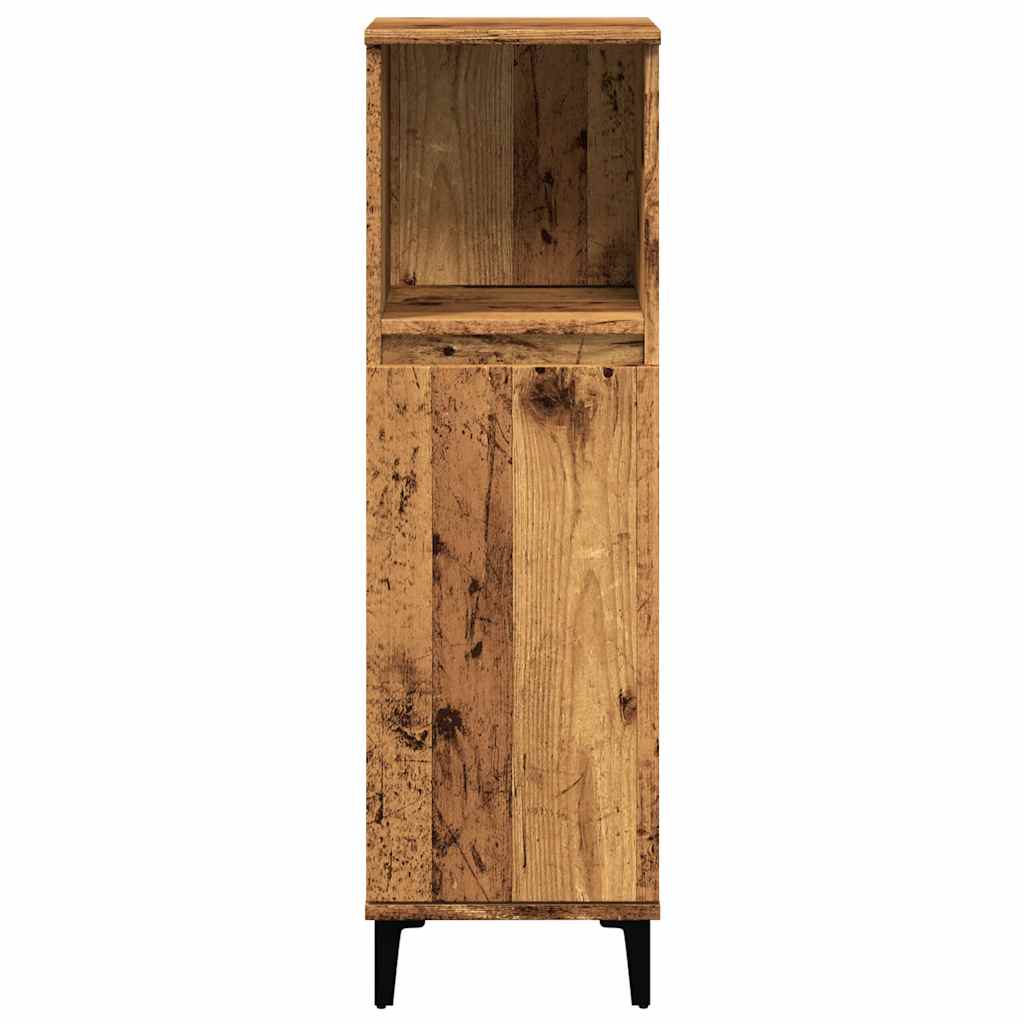 Antik fa színű szerelt fa fürdőszobaszekrény 30 x 30 x 100 cm 4