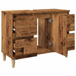 Antik fa színű szerelt fa mosdószekrény 80 x 33 x 60 cm 5