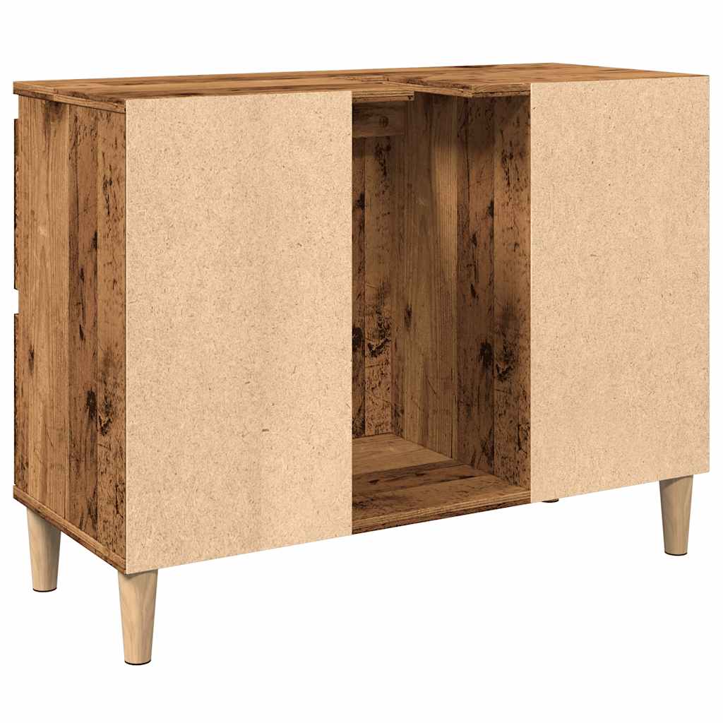 Antik fa színű szerelt fa mosdószekrény 80 x 33 x 60 cm 7