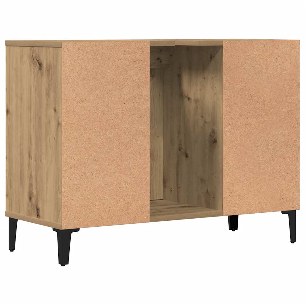 Kézműves tölgy színű szerelt fa mosdószekrény 80 x 33 x 60 cm 7