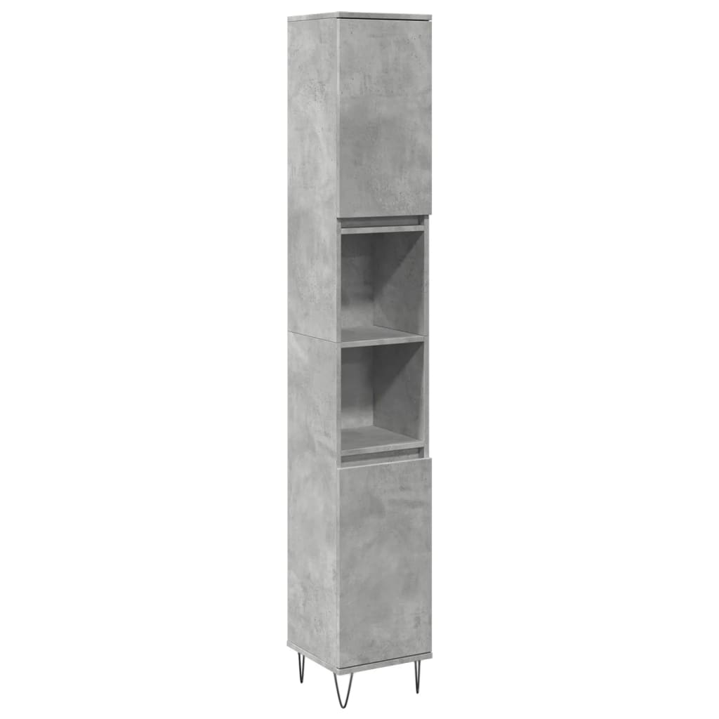 Betonszürke szerelt fa fürdőszobaszekrény 30 x 30 x 190 cm 2
