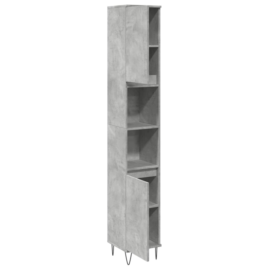 Betonszürke szerelt fa fürdőszobaszekrény 30 x 30 x 190 cm 7