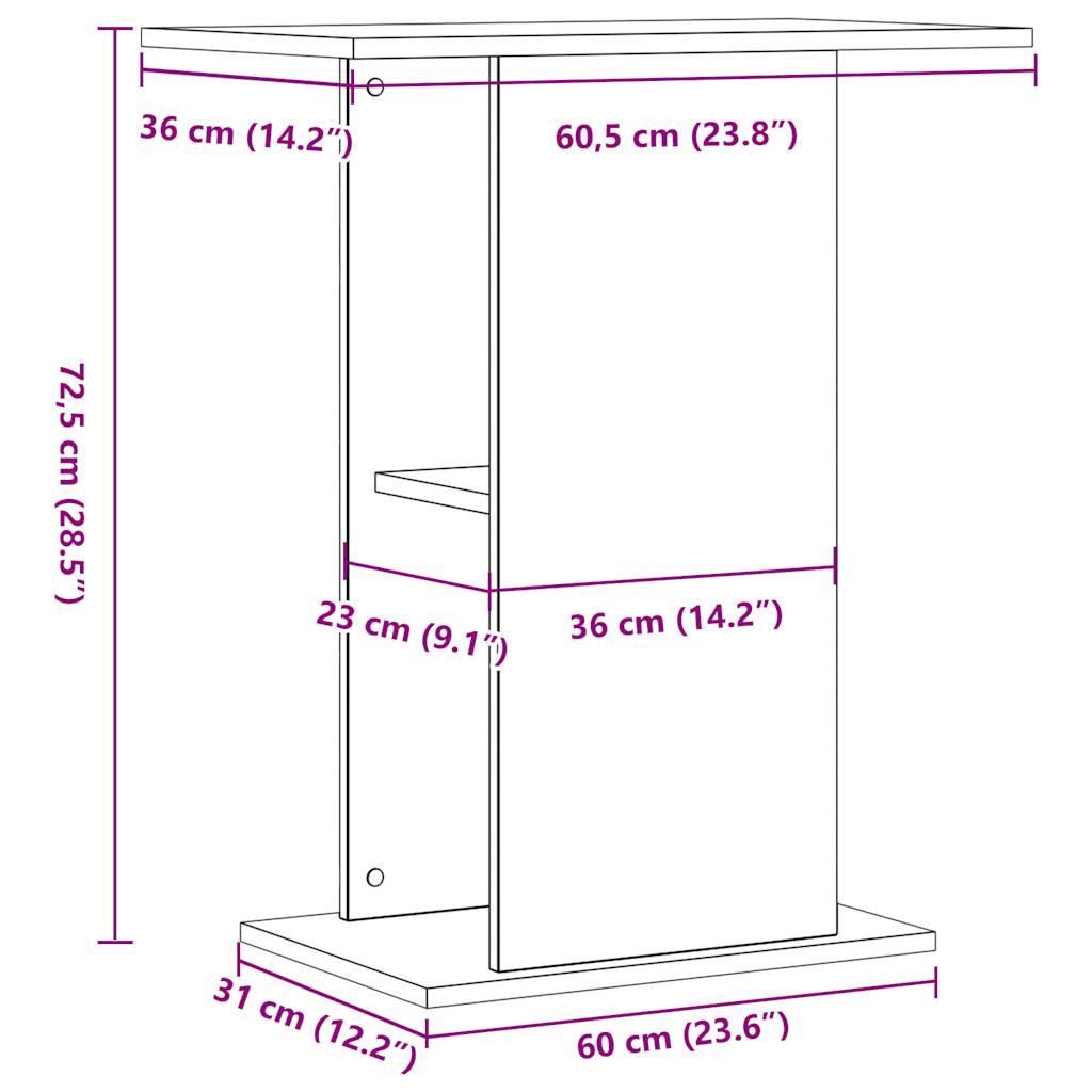 Antik fa színű szerelt fa akváriumállvány 36 x 60,5 x 72,5 cm 9