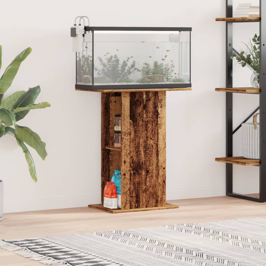 Antik fa színű szerelt fa akváriumállvány 36 x 60,5 x 72,5 cm