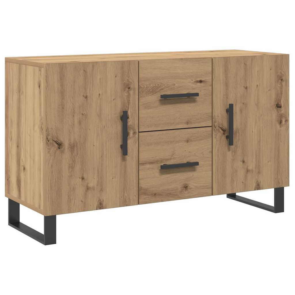 Kézműves tölgy színű szerelt fa tálalószekrény 100 x 36 x 60 cm 2