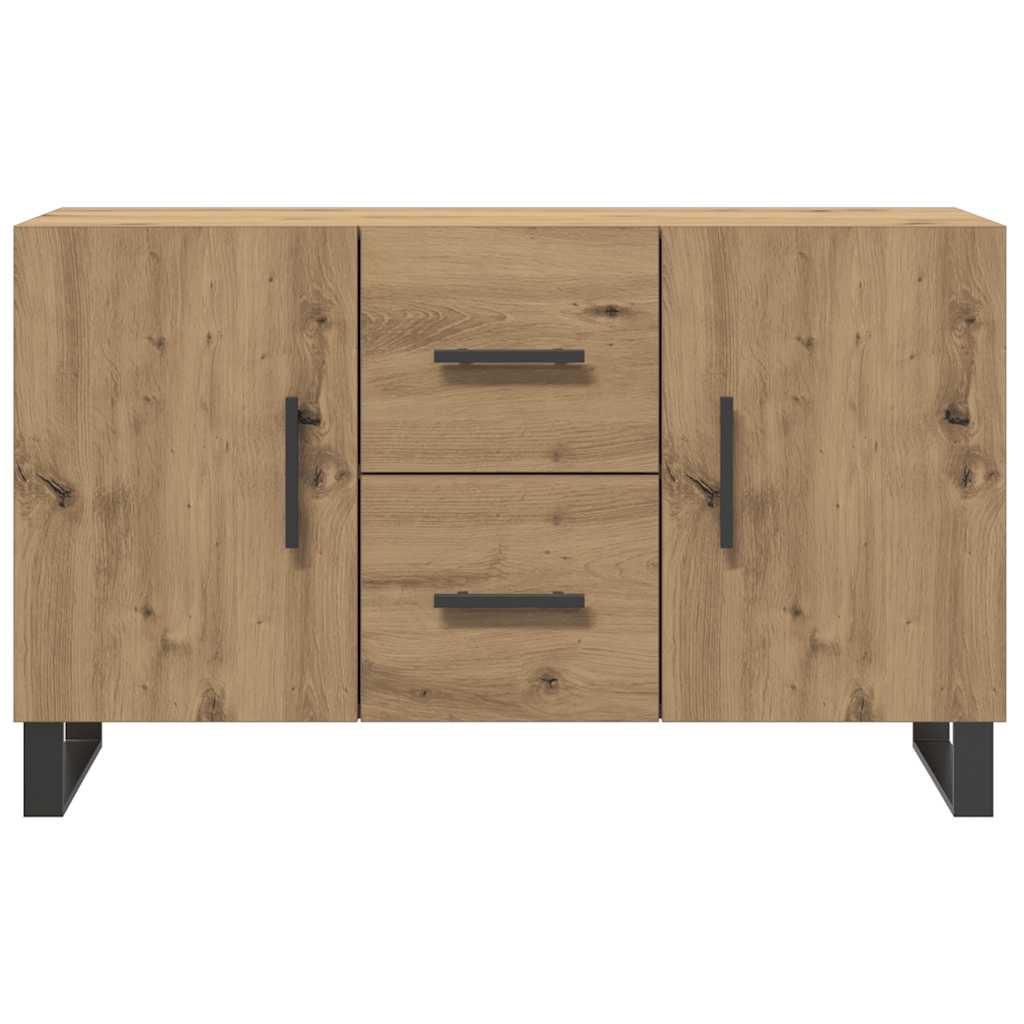 Kézműves tölgy színű szerelt fa tálalószekrény 100 x 36 x 60 cm 4