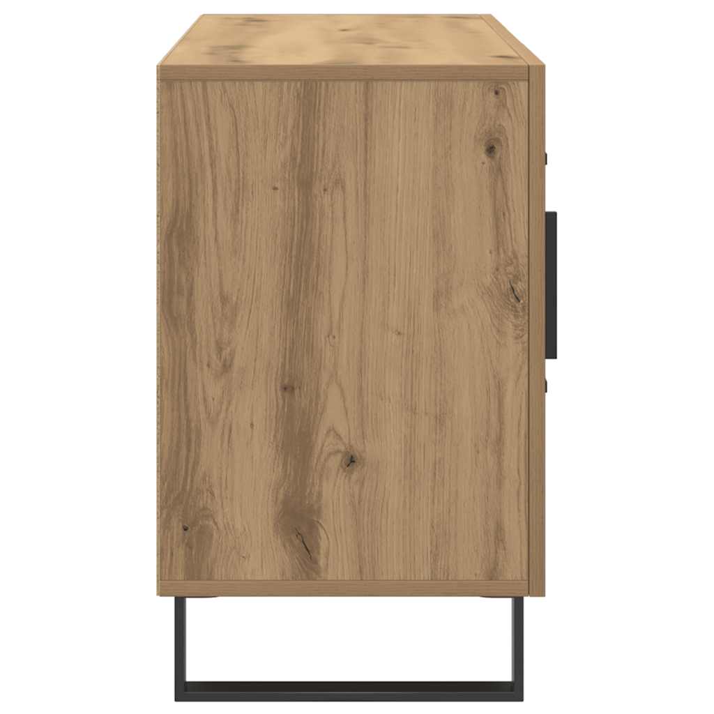 Kézműves tölgy színű szerelt fa tálalószekrény 100 x 36 x 60 cm 5