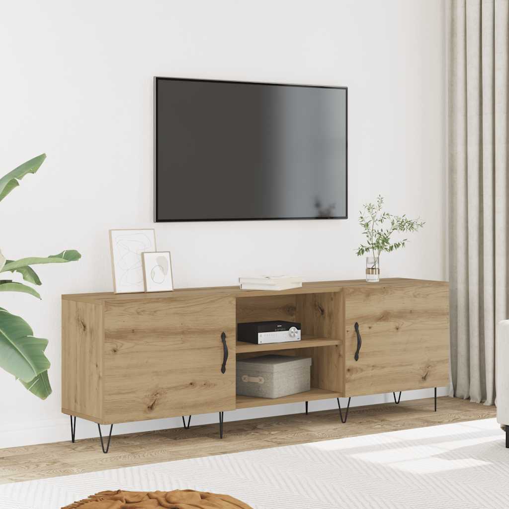 Kézműves tölgy színű szerelt fa TV-szekrény 150 x 30 x 50 cm