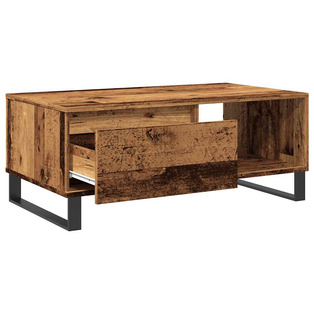 Antik fa színű szerelt fa dohányzóasztal 90 x 50 x 36,5 cm 5