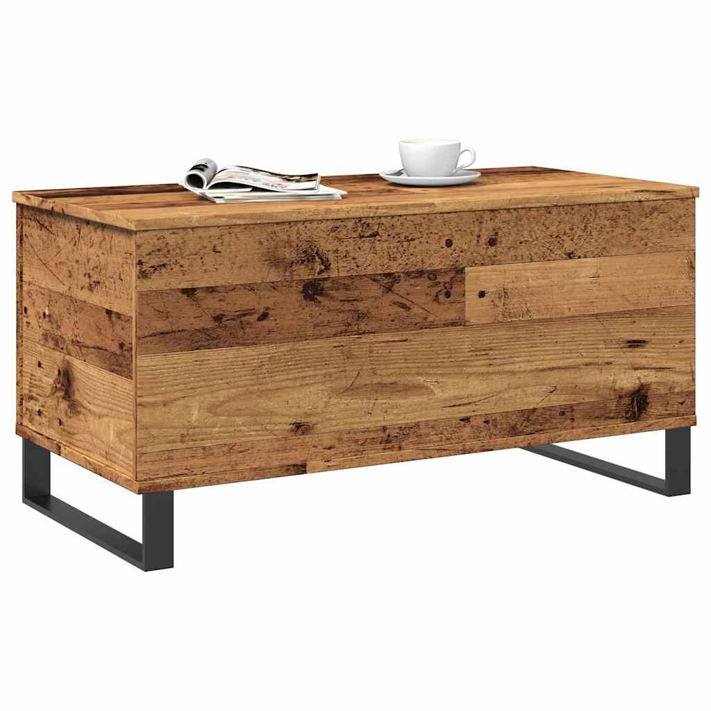 Antik fa színű szerelt fa dohányzóasztal 90 x 44,5 x 45 cm 3