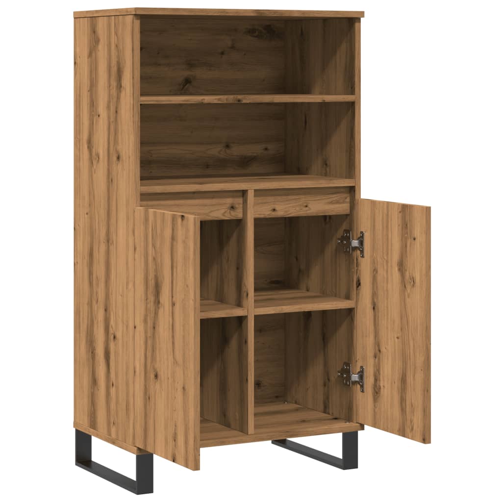 Kézműves tölgy színű szerelt fa magasszekrény 60 x 36 x 110 cm 5