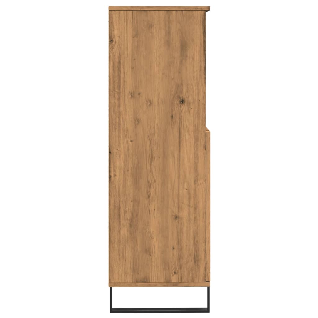 Kézműves tölgy színű szerelt fa magasszekrény 60 x 36 x 110 cm 6