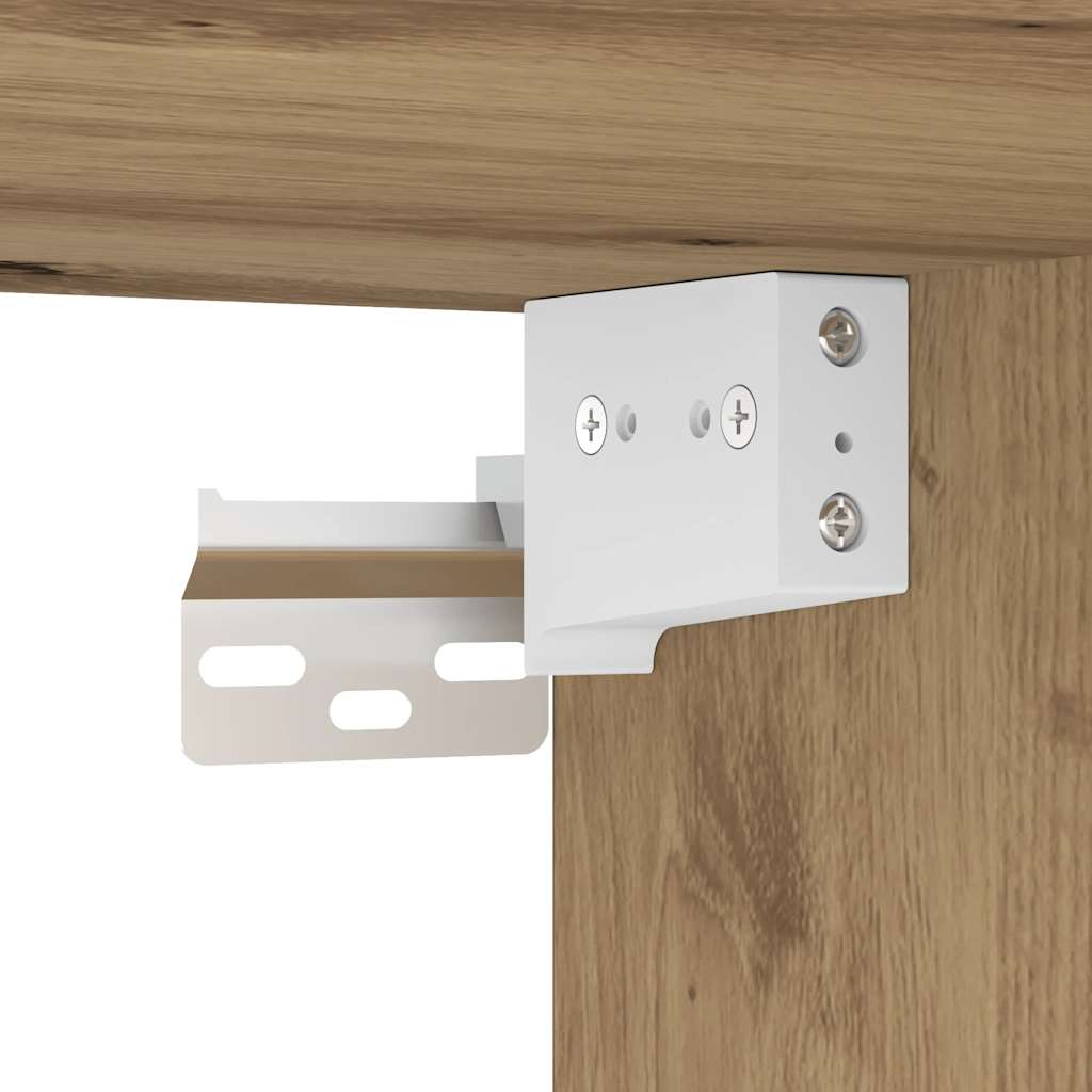 Kézműves tölgy színű szerelt fa fali szekrény 69,5 x 34 x 90 cm 9