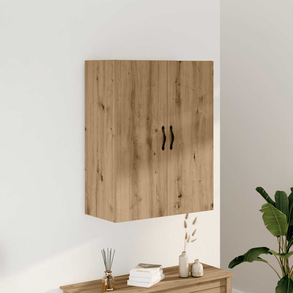 Kézműves tölgy színű szerelt fa fali szekrény 69,5 x 34 x 90 cm
