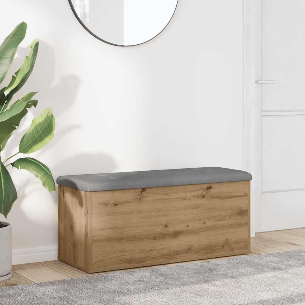 Kézműves tölgyfa tárolópad 102 x 42 x 45 cm rétegelt fából