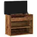 Antik fa szerelt fa cipőtároló pad 62x32x50 cm 7