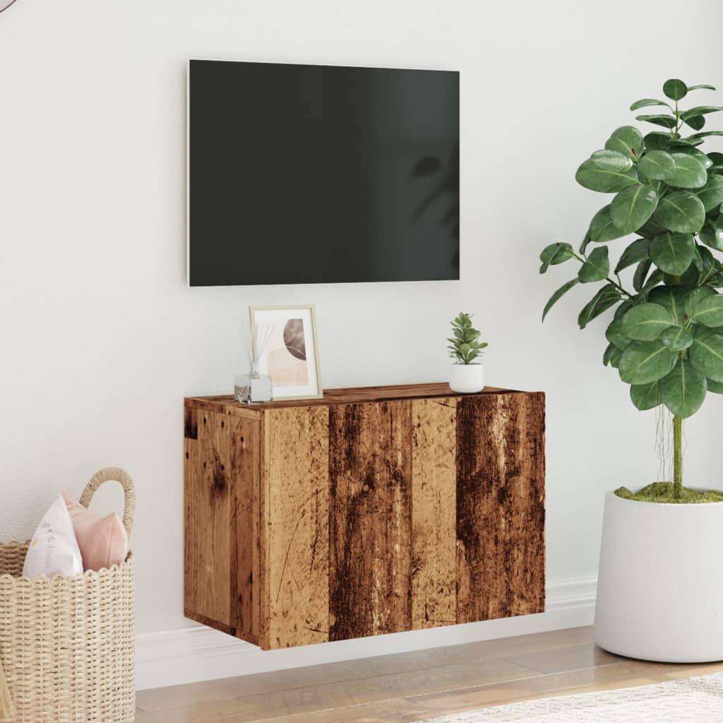 Antik fa színű falra szerelhető TV-szekrény 60 x 30 x 41 cm 3