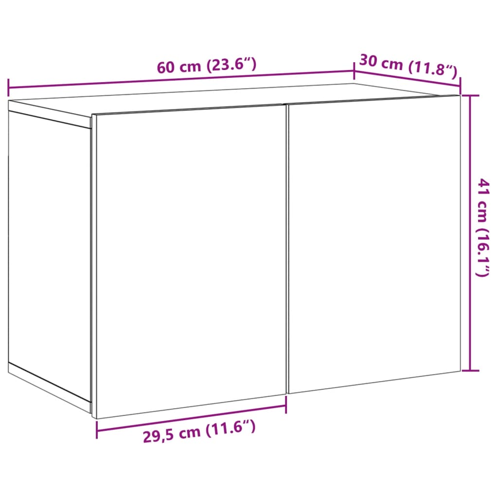 Antik fa színű falra szerelhető TV-szekrény 60 x 30 x 41 cm 12