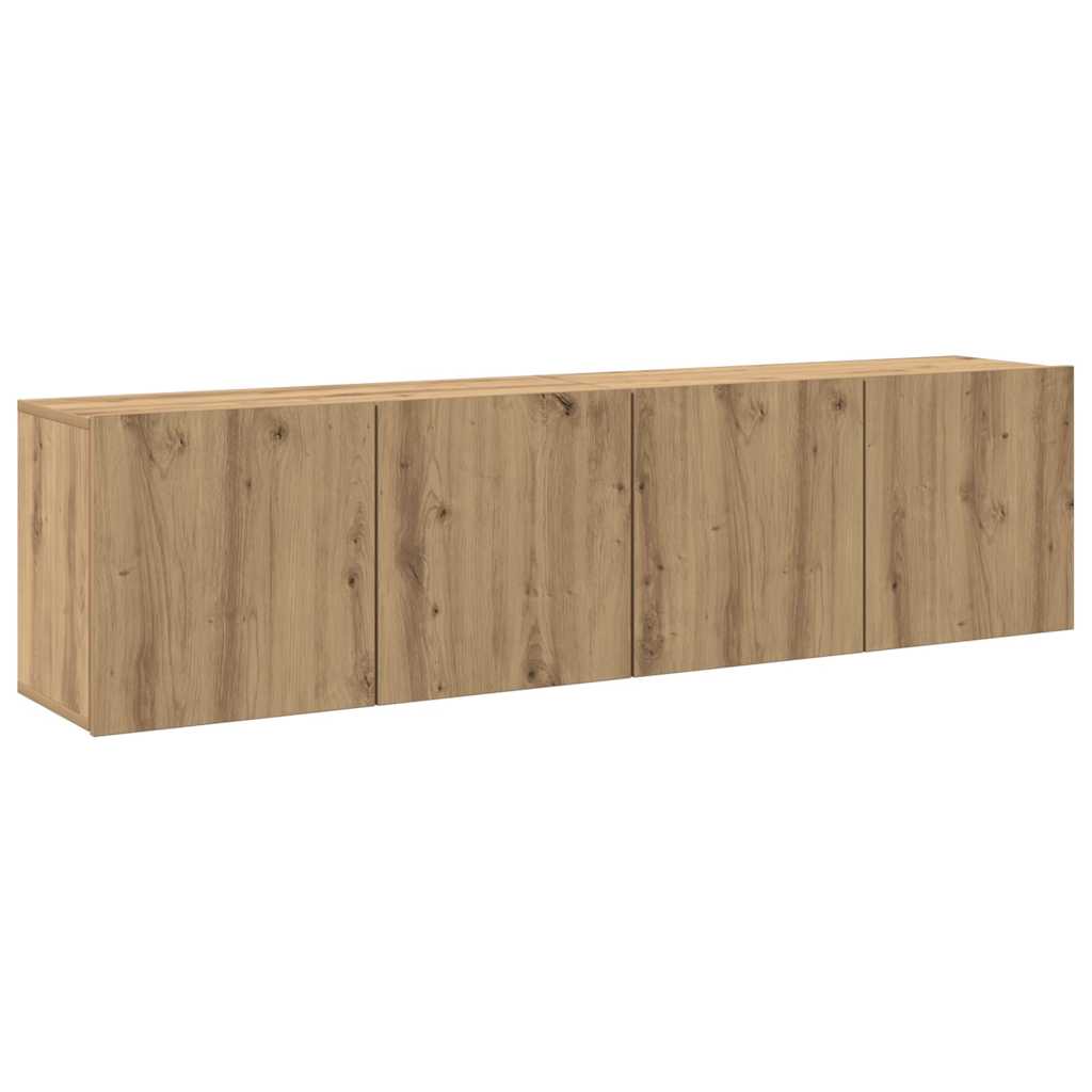 2 db kézműves tölgy falra szerelhető TV-szekrény 80x30x41 cm 2