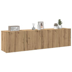 2 db kézműves tölgy falra szerelhető TV-szekrény 80x30x41 cm 3