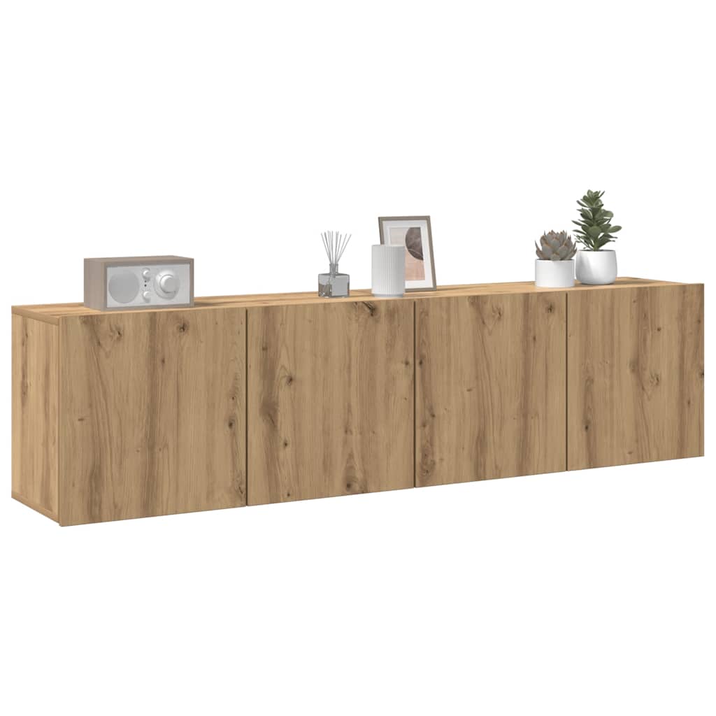 2 db kézműves tölgy falra szerelhető TV-szekrény 80x30x41 cm 3