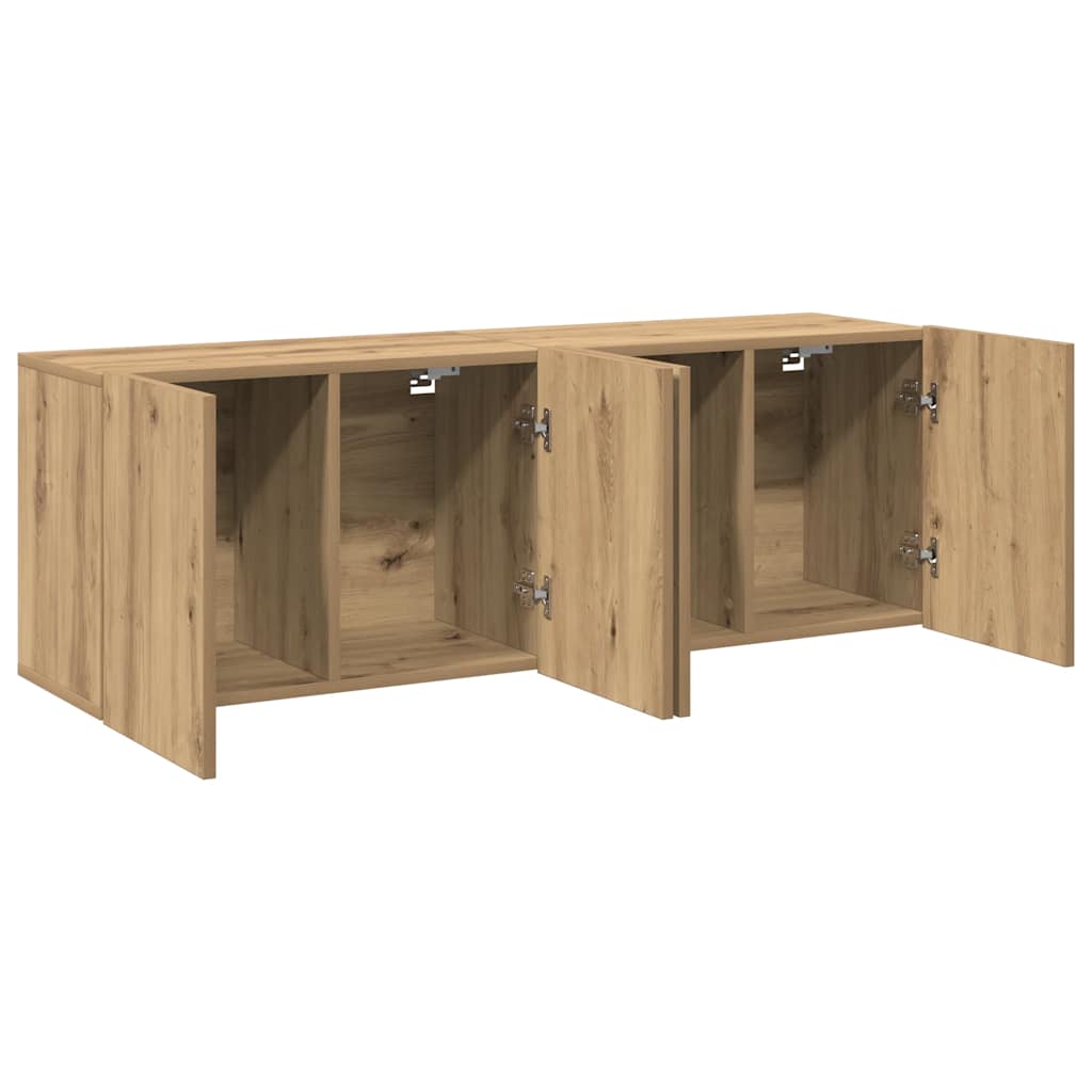 2 db kézműves tölgy falra szerelhető TV-szekrény 80x30x41 cm 4
